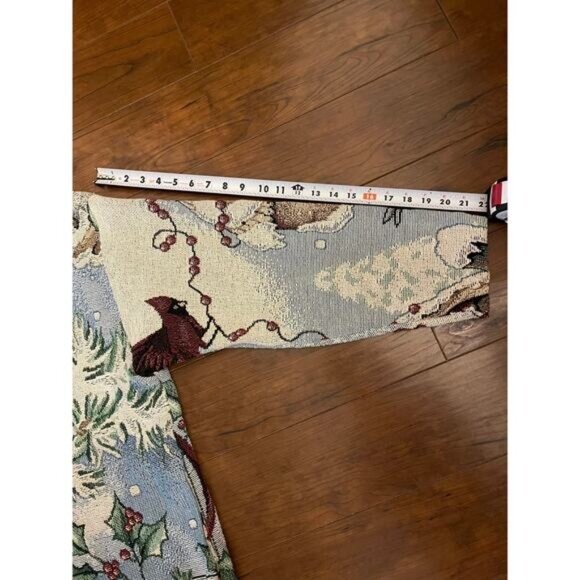 Vtg Sugar Street Weavers Christmas Holiday Snowman Tapestry Jacket Cardigan OS - Picture 6 of 8